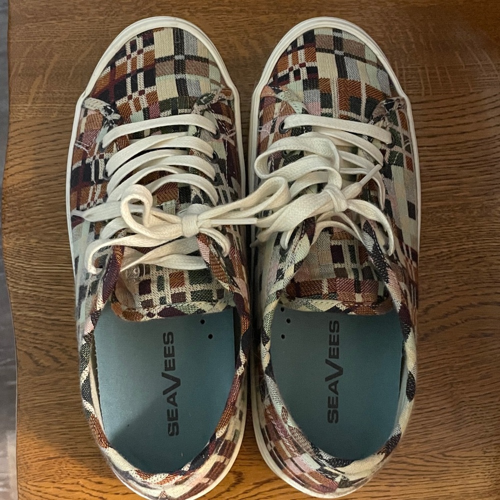 SEAVEES Monterey Platform Low Top Sneakers Plaid Checkered Multi Color size 7.5